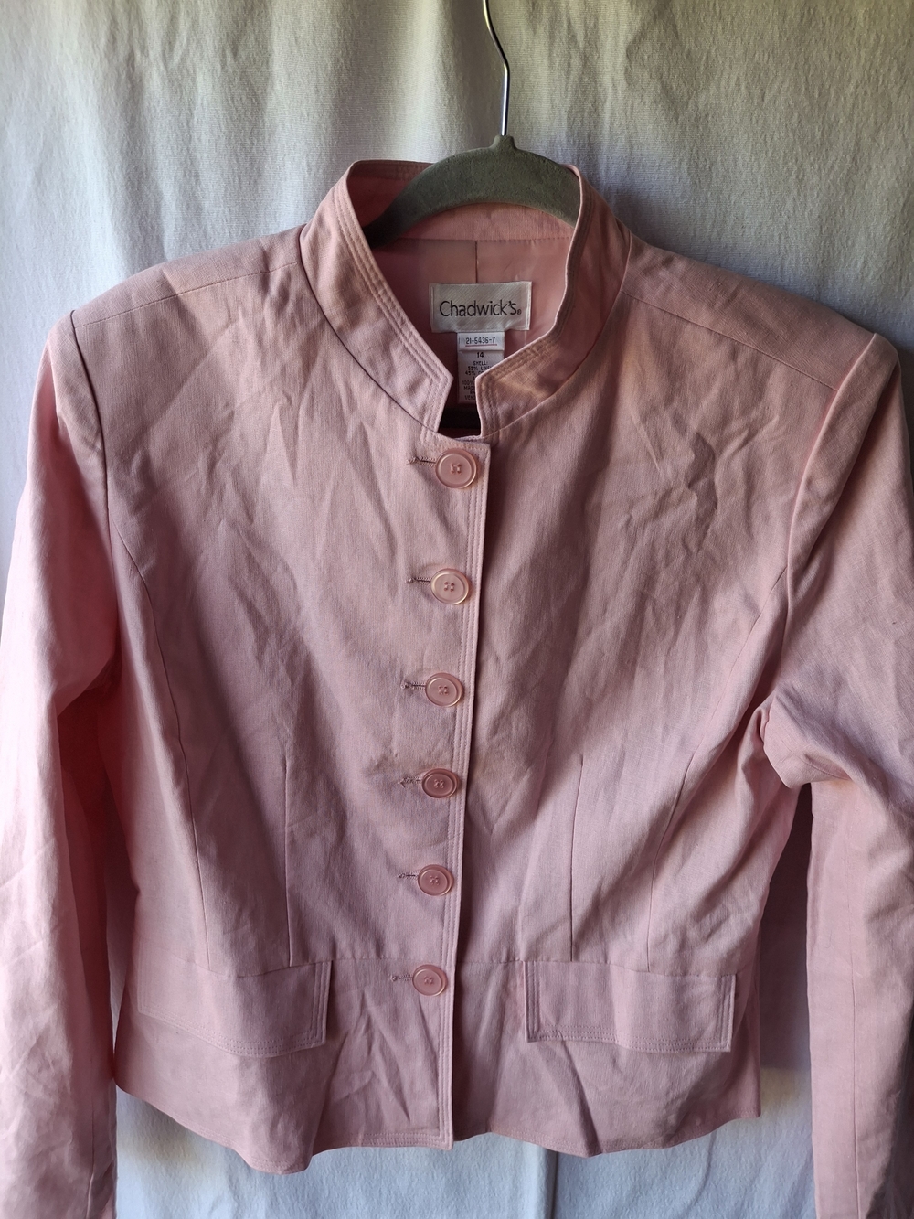 Chadwicks Pink Mandarin Collar Cotton Jacket